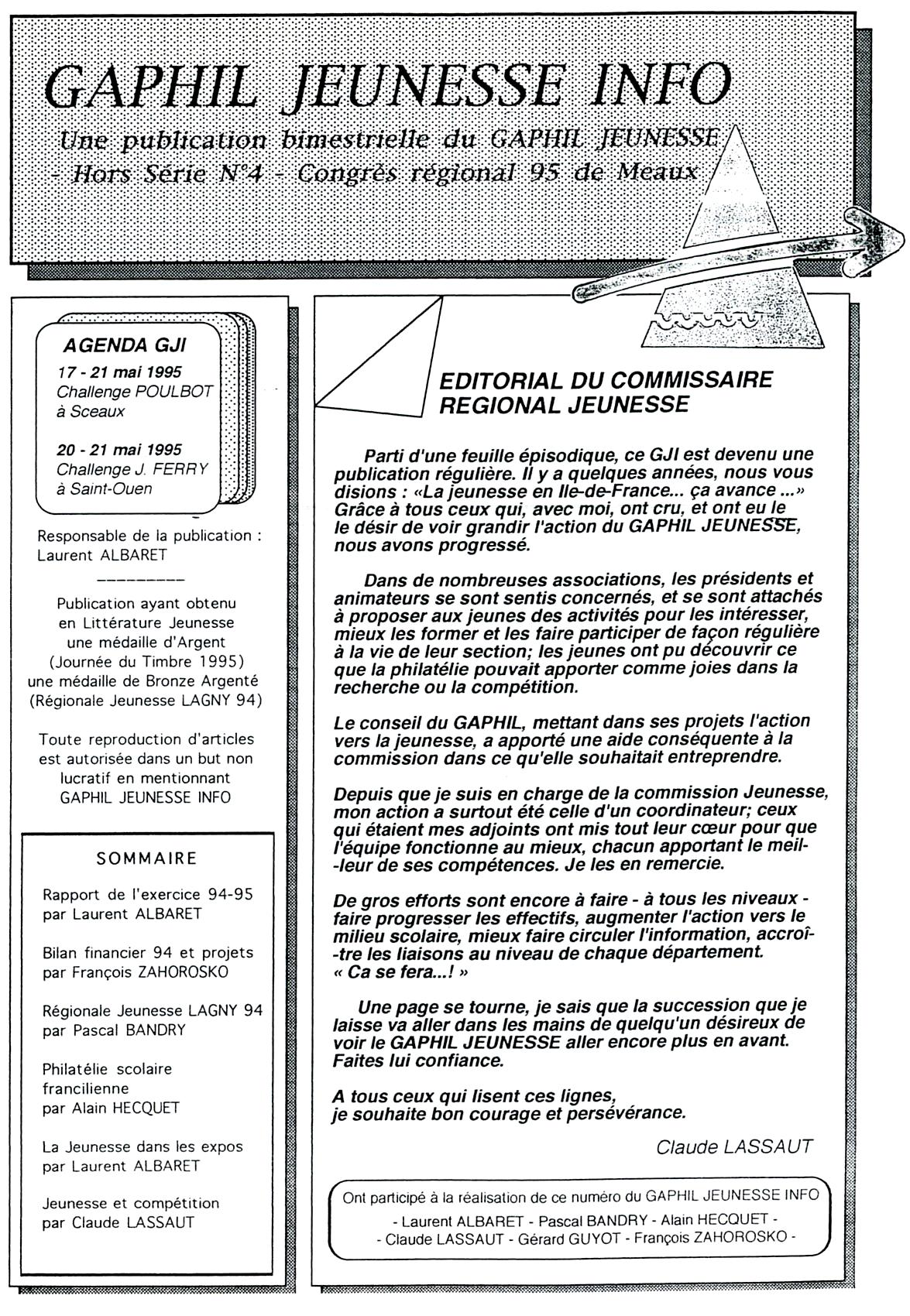 GAPHIL Jeunesse Info - Hors-série n°04 de mars avril 1995.